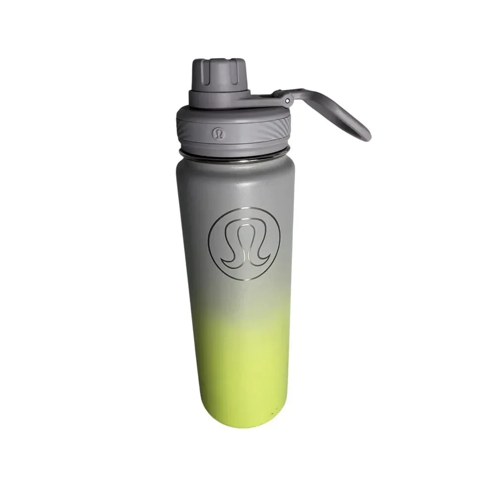 Lululemon 24 oz back to life water bottle , metal , yellow and gray ombre color